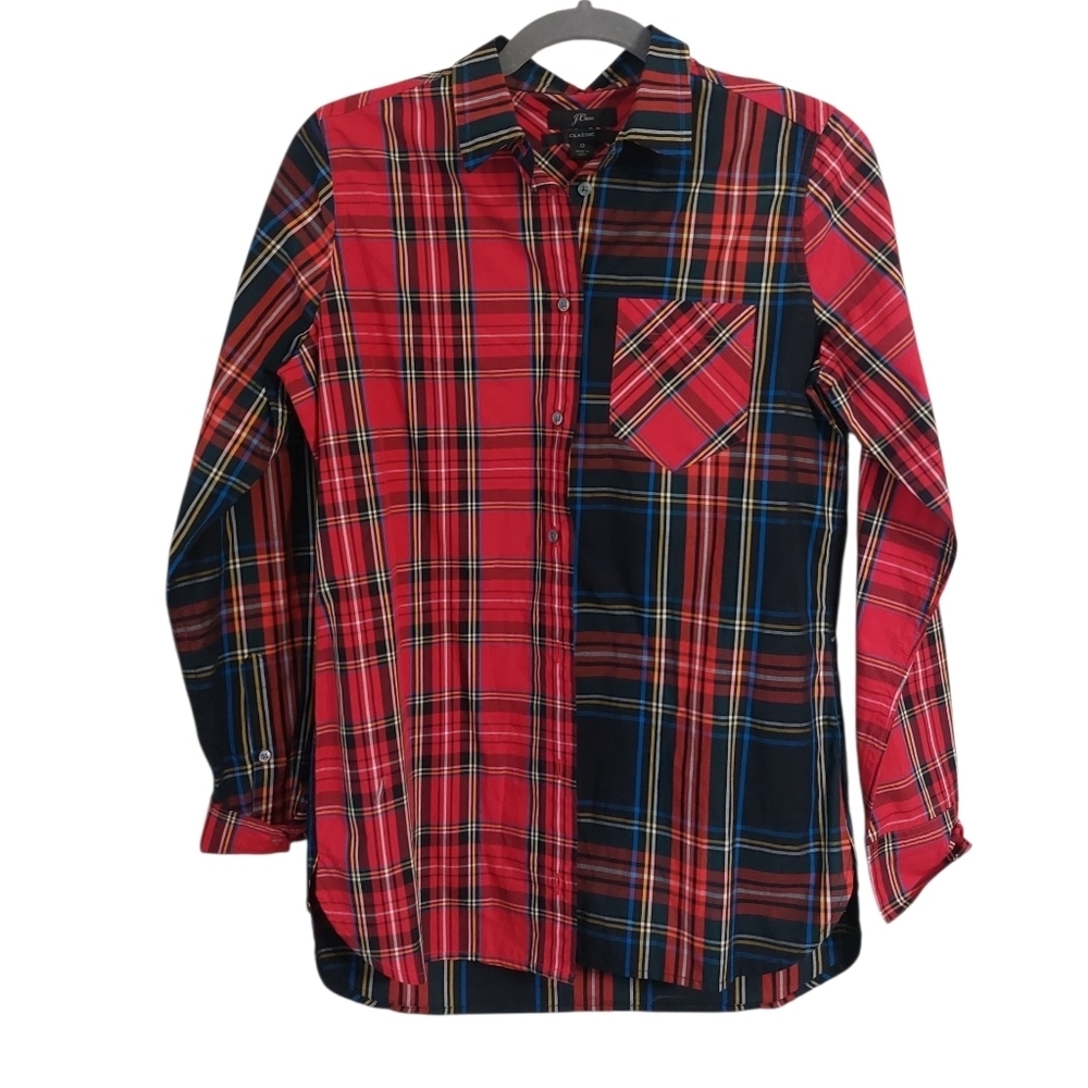 J. Crew Red and Blue Plaid Women's Button Down Shirt